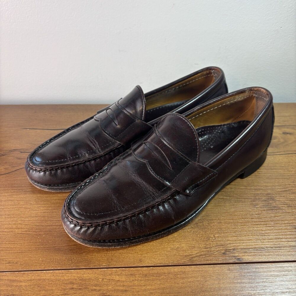 Sebago Cayman Hand Sewn Leather Penny Loafers Slip On Garnet Brown Burgundy 9.5D